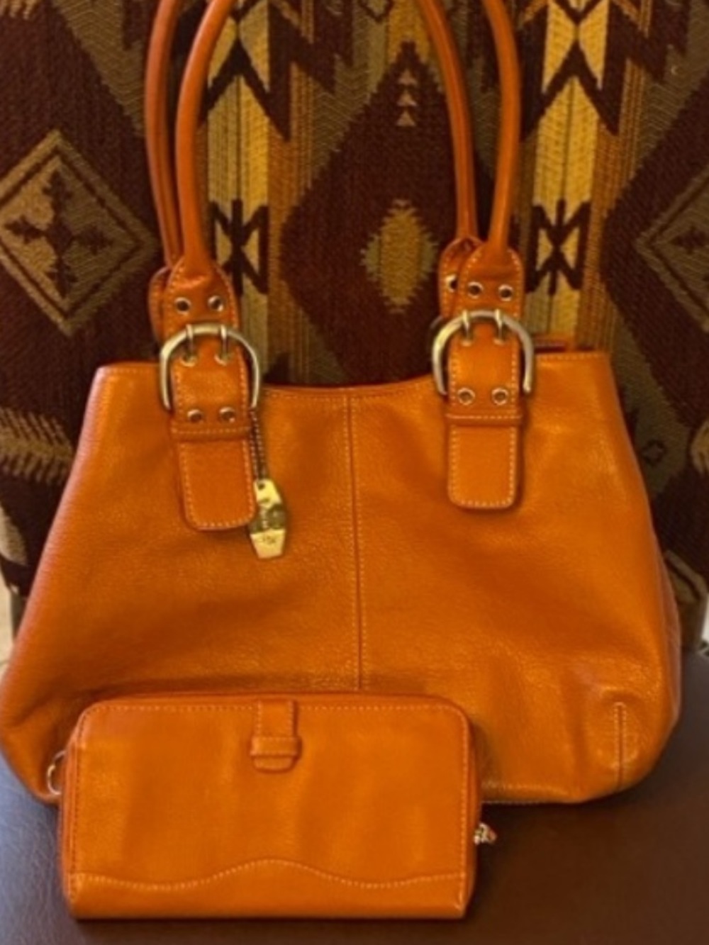 NEW set Tignanello  Brown Italian Leather Shoulder/Tote and matching wallet set. - Picture 2 of 13